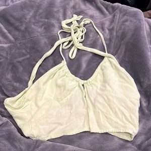 green tie back halter top